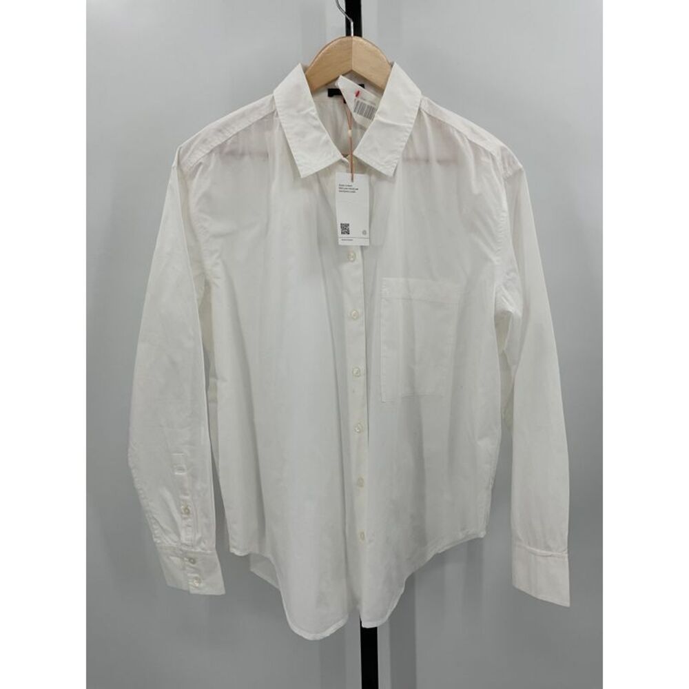 Quince Women's 100% Organic Cotton Poplin Long Sleeve Boyfriend Shirt White S